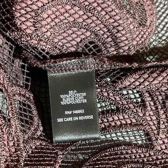 Torrid Blouse Womens 1X Purple‎ Mesh Embroidered Long Sleeves Sheer Art NEW - Picture 8 of 11